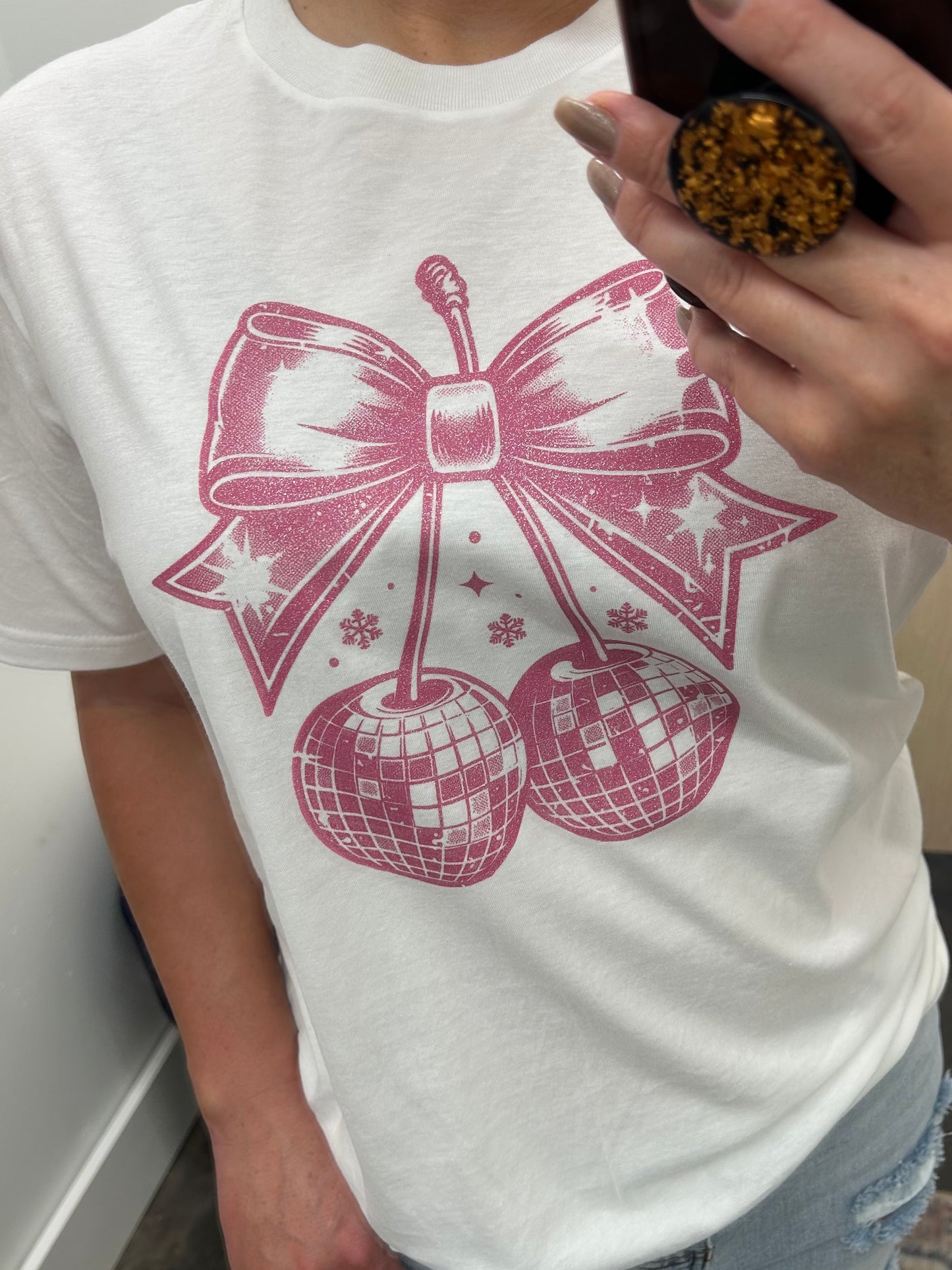 Winter Cherries tee- GLITTER