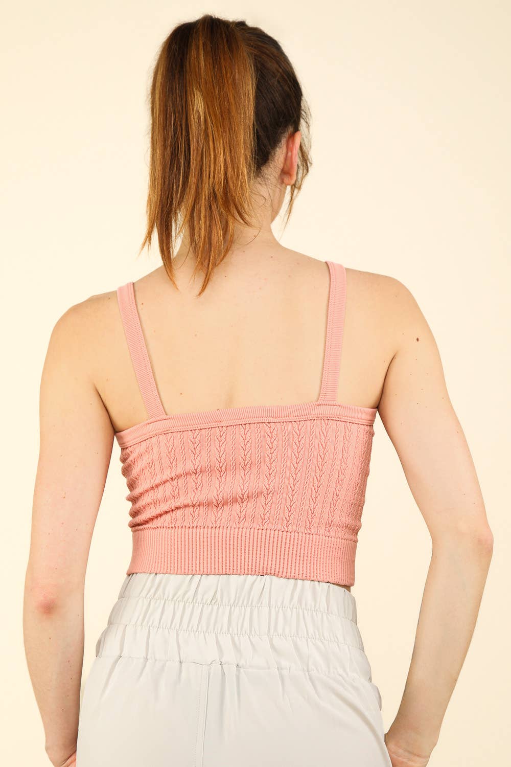 Cable Ribbed Fitted Crop Knit Tank Top