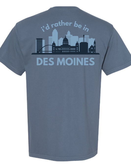I’d Rather Be in Des Moines” Skyline Tee (Blue)