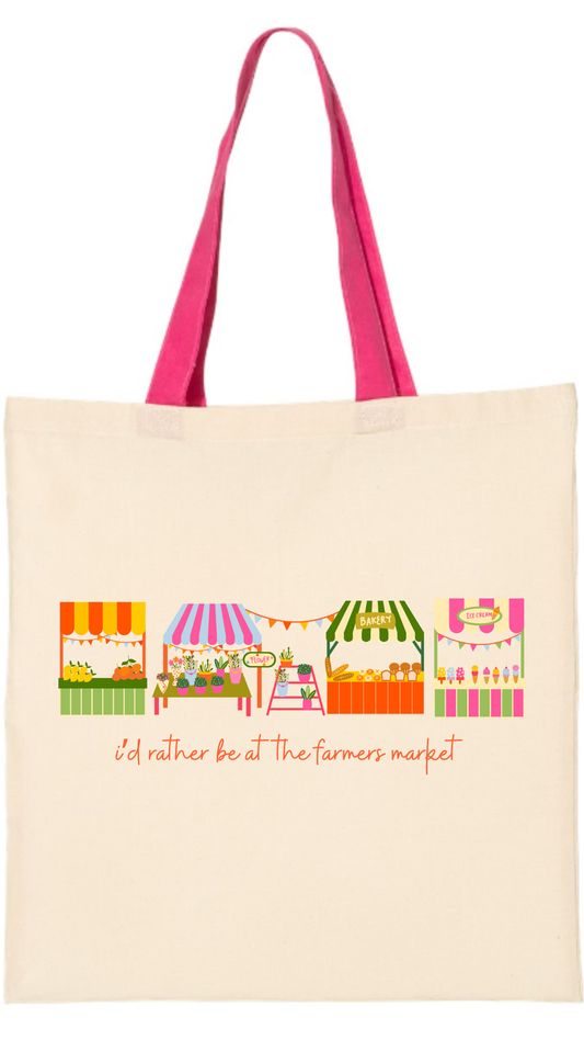 Farmer's Market Canvas tote- colorful stands