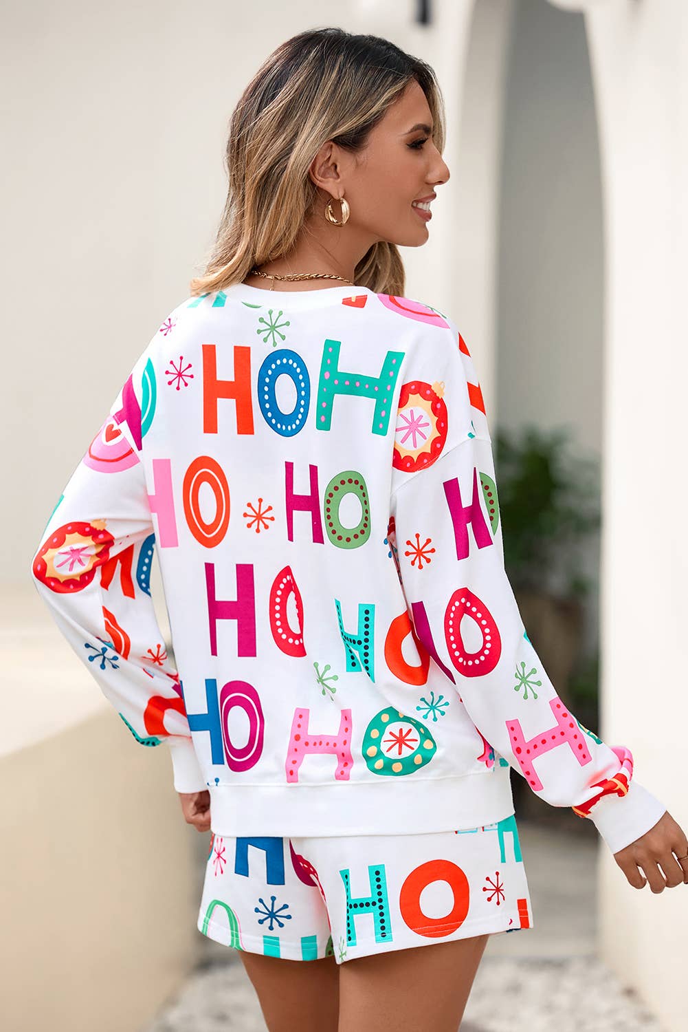 Ho Ho Ho Christmas Fashion Print Graphic 2pcs Lounge Set