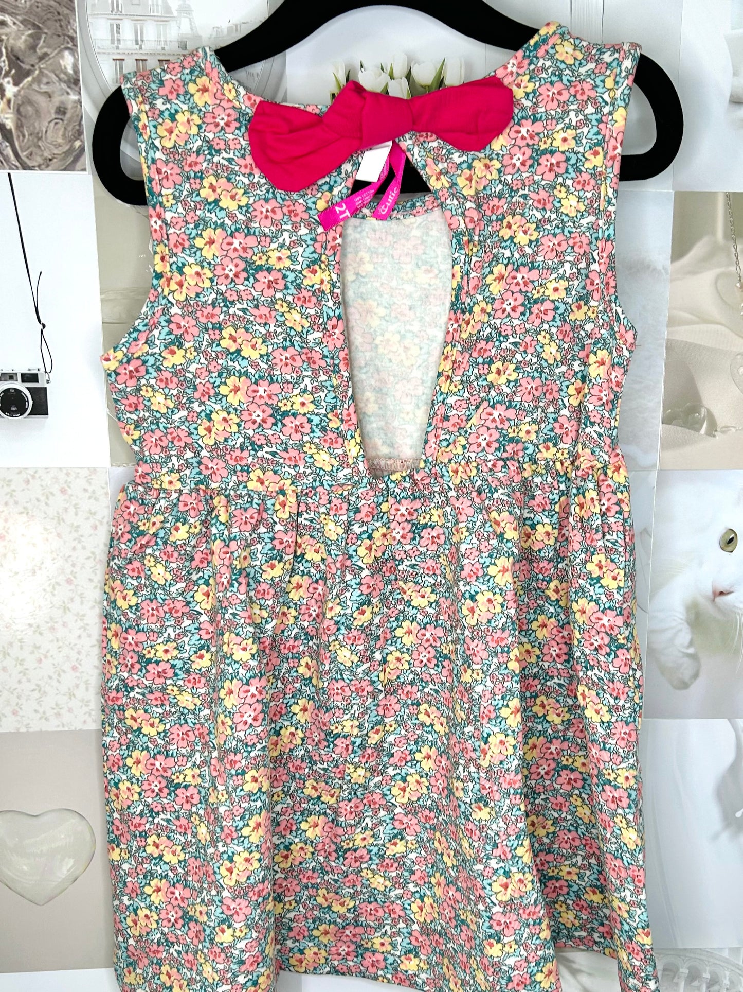 Toddler's Floral Dress w/ Open Back Bow- sizes 2T-6T