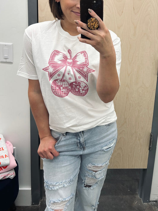 Winter Cherries tee- GLITTER