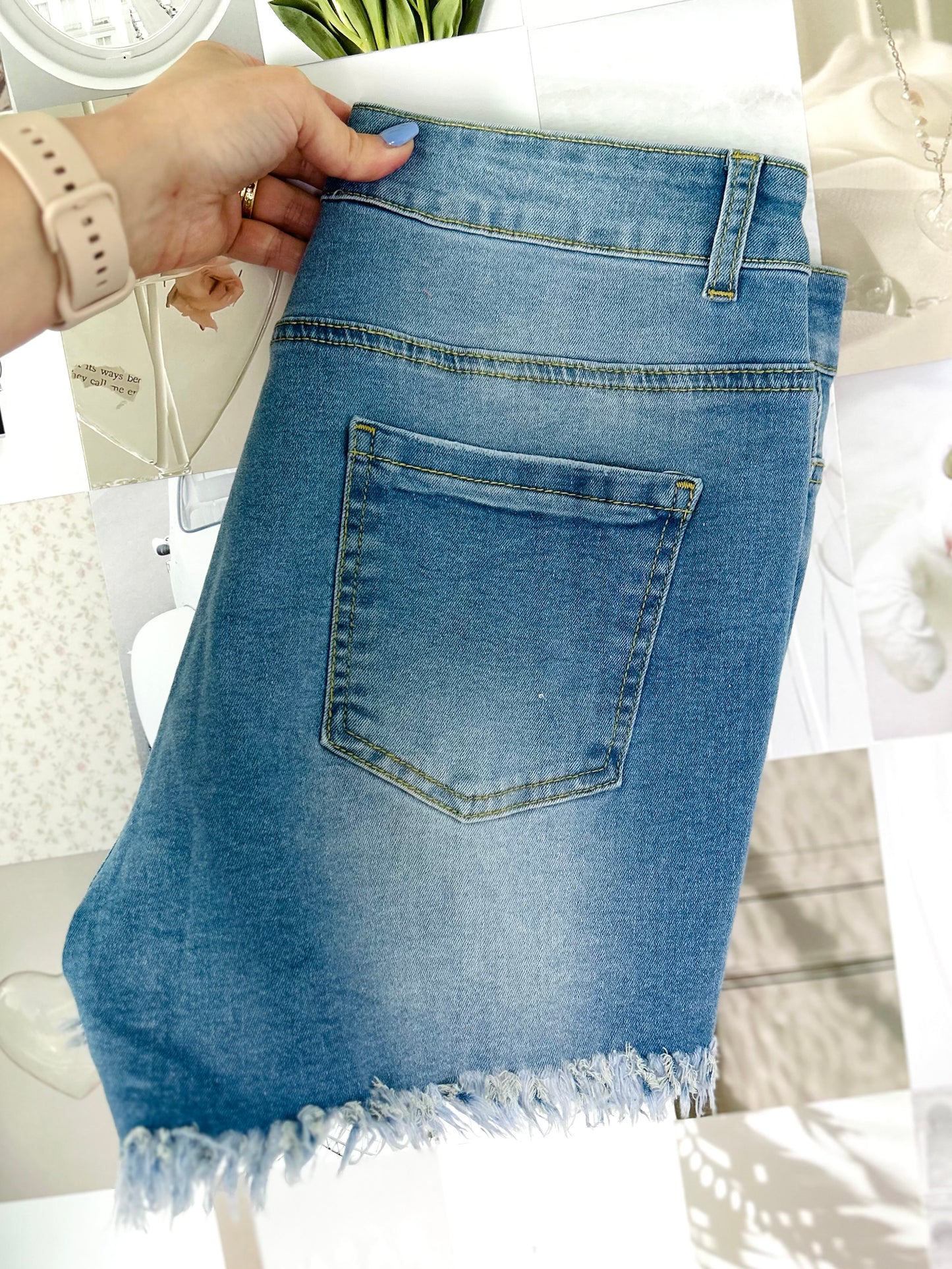 Women's High-rise Ripped Stretch Summer Denim Shorts