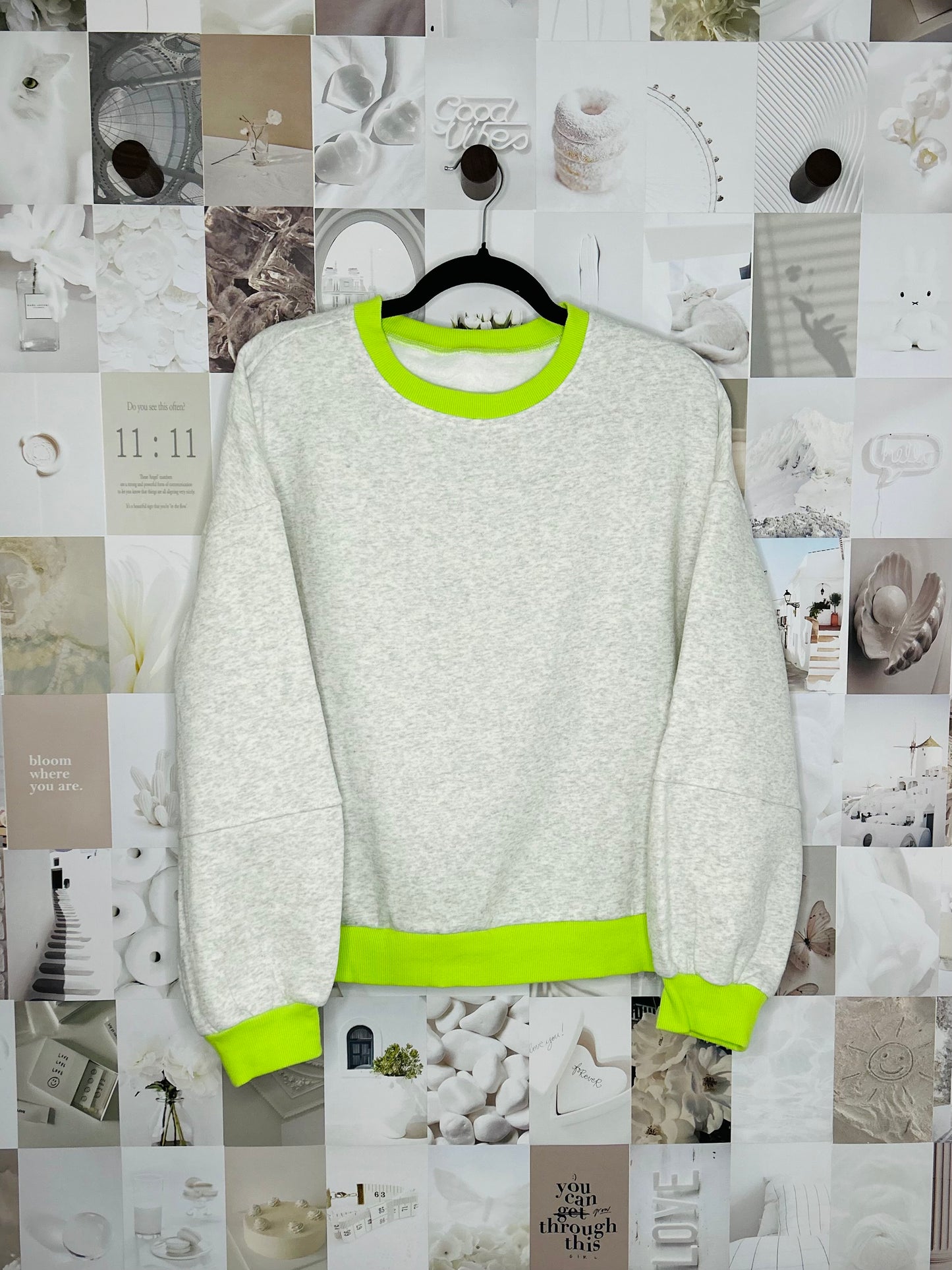 Colorblock Puff Sleeve Patchwork Loose Sweatshirt