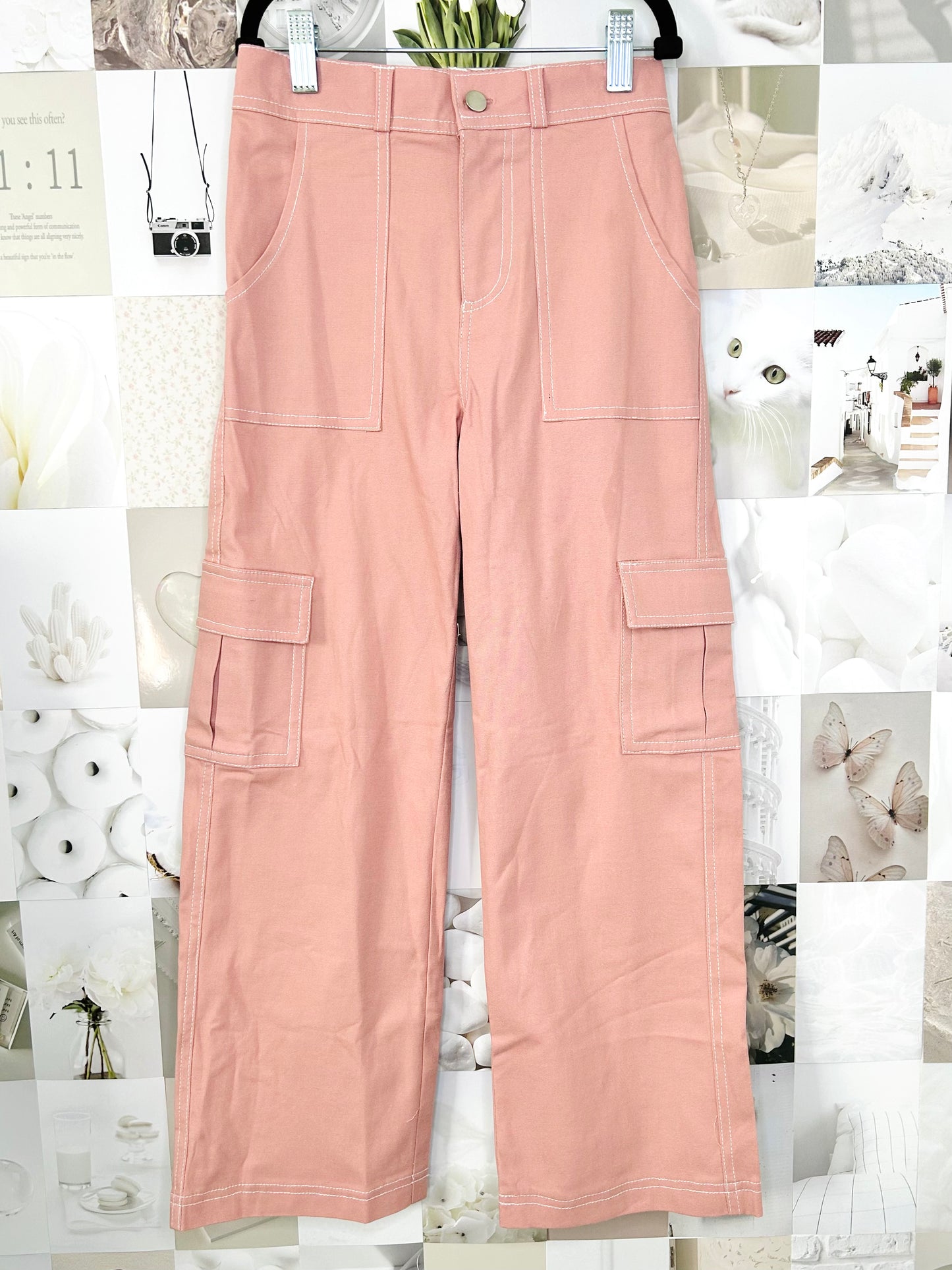 Kids Pink Cargo Pant - Sizes 6/7-12/14