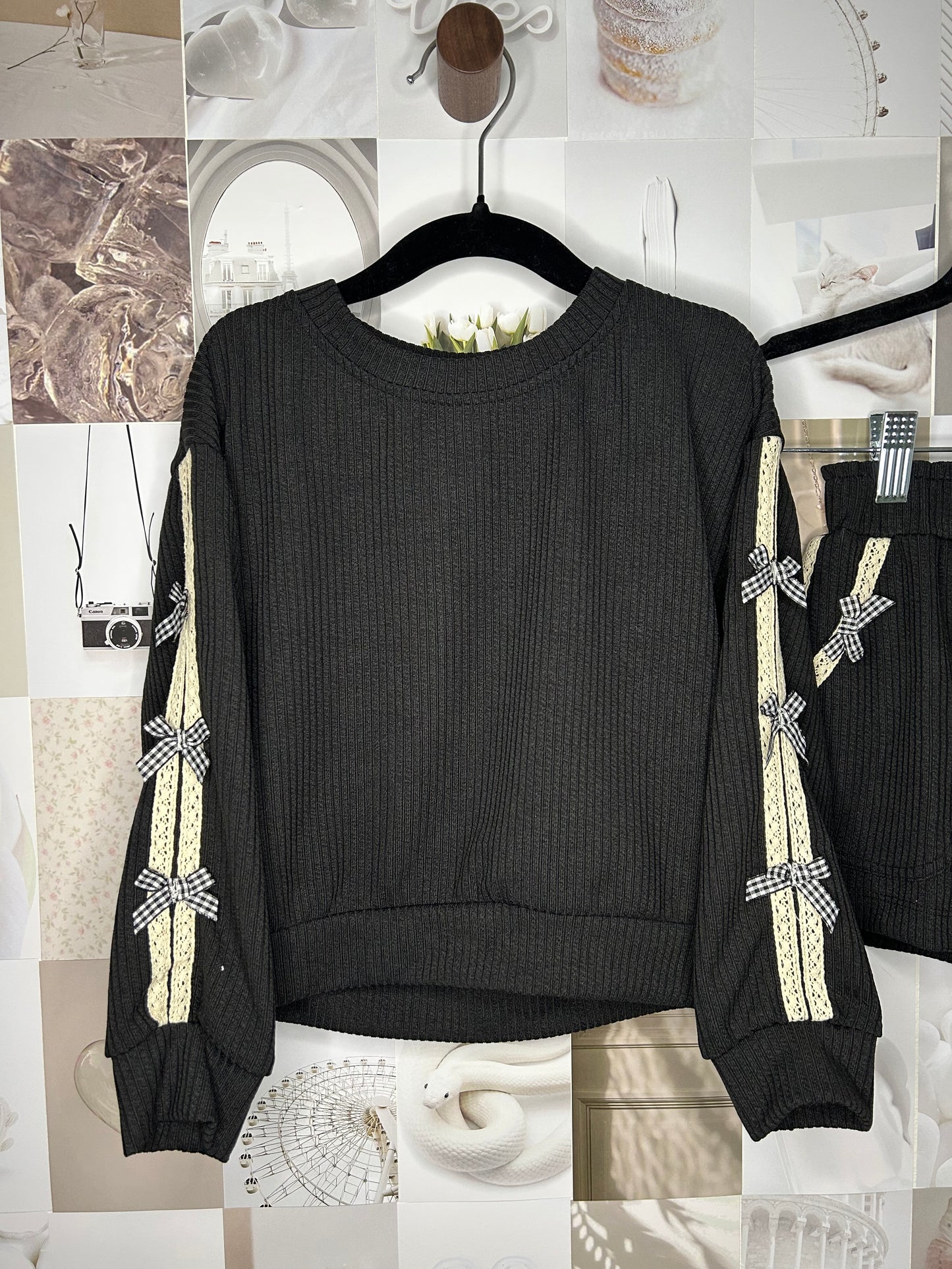 Kids Black Knit Ribbed Pullover (sizes 4-14)