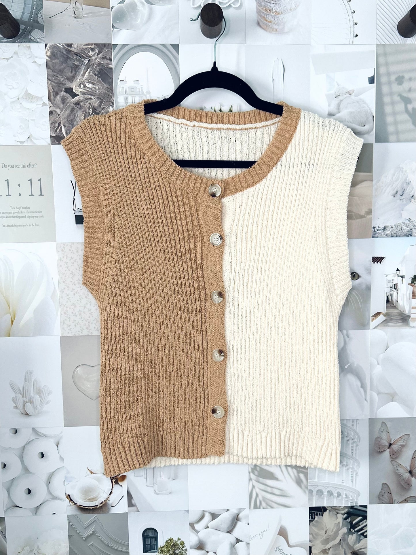 Women’s Colorblock Button Front Knit Top Casual Summer Tee